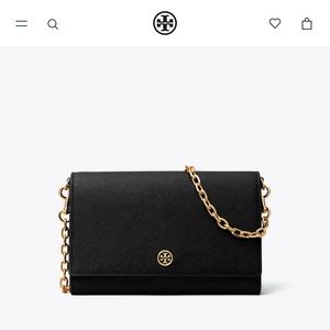 Authentic Tory Burch Robinson Chain Wallet in Black